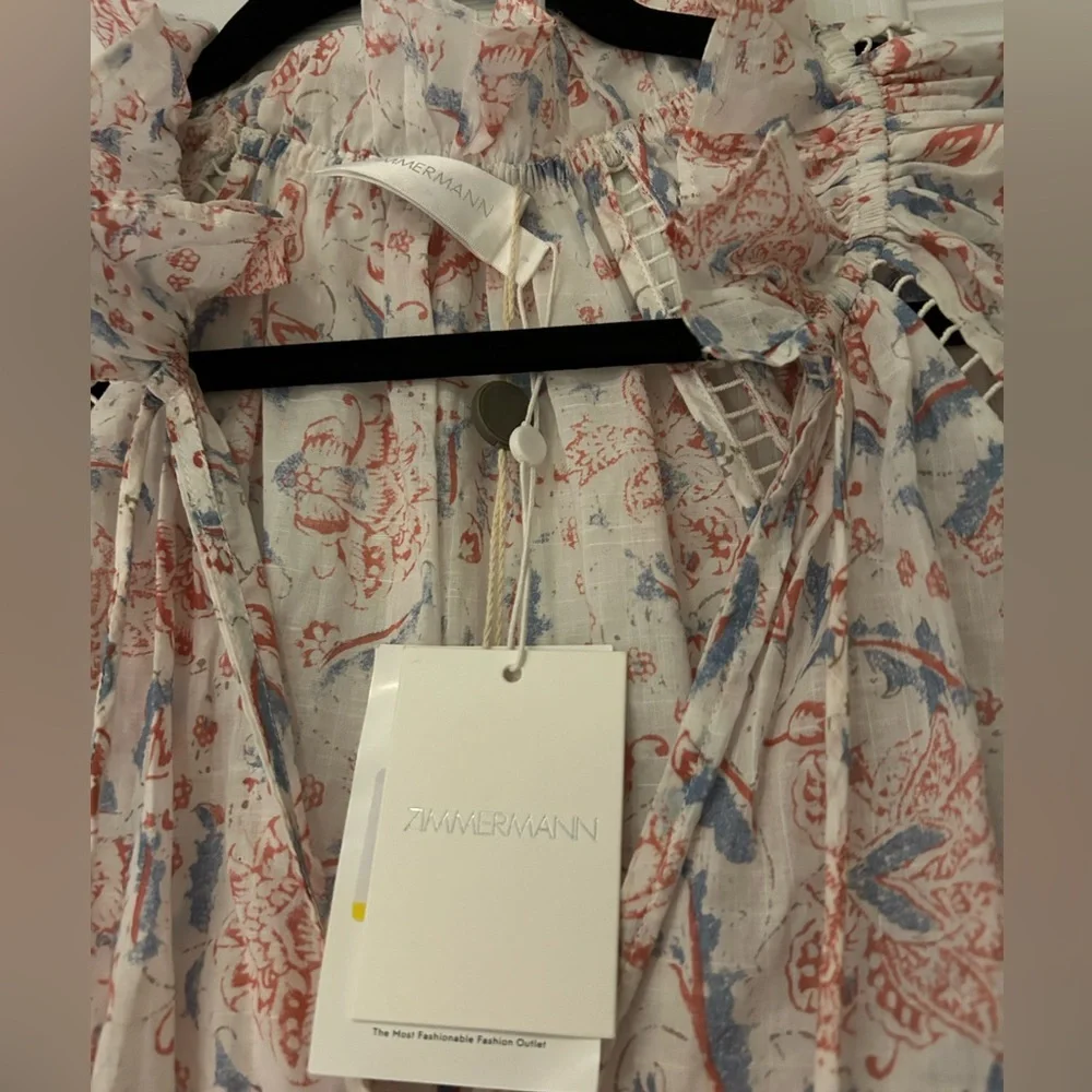 Zimmermann Multicolor Floral Long Sleeve Dress Size 1 - Picture 5 of 6